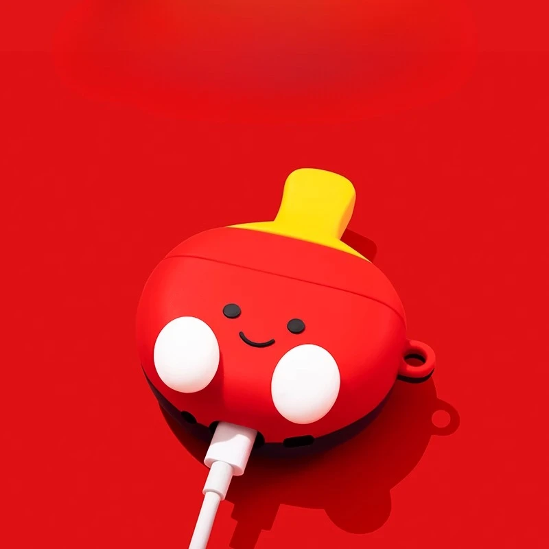 Earbuds Charging Case - 3D Table Tennis Cartoon Cute Silicone