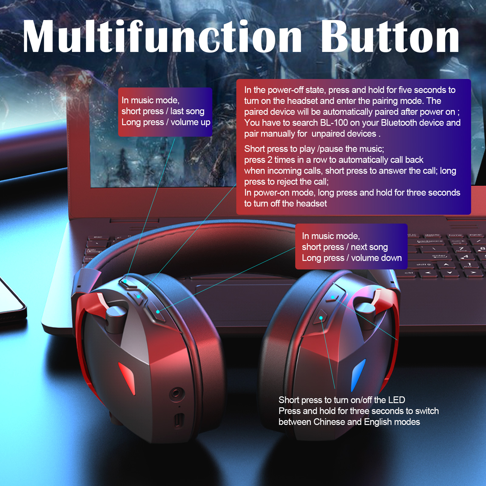 Wireless Gaming Headset with D - Gaming Headset Rgb recension och pris