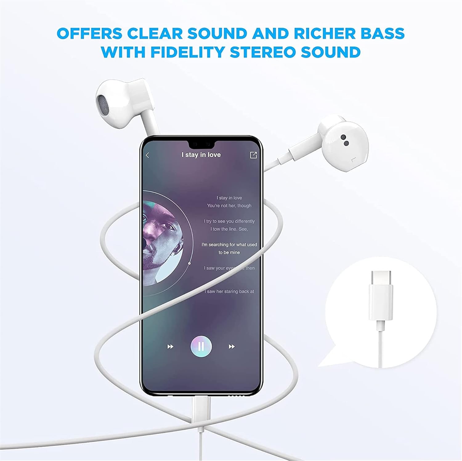 2-Pack USB-C Wired Earbuds wit - Usb C Earphone recension och pris