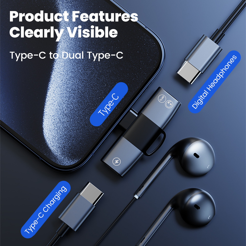 2 in 1 Type C Audio Adapter US - Earphone Splitter Jack recension och pris